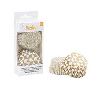 Decora 0339843 CF 36 Pirottini Geometrici Oro, da 50 X 32 mm, per Cuocere, Presentare e Regalare Muffin e Dolcetti, In carta da forno, Resistono fino a 180°C, In comodo Blister, Made in Italy