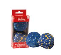DECORA, 0339869 Pirottini per Muffin, Comodissimi per Cuocere, Presentare e Regalare Muffin, Resistente fino a 220°, Made in Italy, Fantasia Cielo Stellato, Confezione da 36 pz