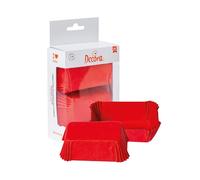 Decora, 0339881 Confezione da 20 Pirottini Plum Cake da 80 X 50 X 32 mm, per Cuocere, Presentare e Regalare PlumCake, Resistente fino a 220°, Made in Italy, Colore Rosso