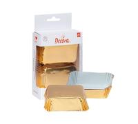 Decora, 0339890 Confezione da 20 Pirottini Plum Cake da 80 X 50 X 32 mm, per Cuocere, Presentare e Regalare PlumCake, Resistente fino a 180°, Made in Italy, Colore Oro
