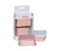 Decora, 0339891 Confezione da 20 Pirottini Plum Cake da 80 X 50 X 32 mm, per Cuocere, Presentare e Regalare PlumCake, Resistente fino a 180°, Made in Italy, Colore Rose Gold