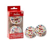 Decora, 0339897 Confezione da 36 Pirottini Buon Natale da 50 X 32 mm, per Cuocere, Presentare e Regalare Muffin e Dolcetti, Resistono fino a 180°C, In comodo Blister, Made in Italy