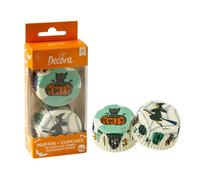 Decora, 0339902, Confezione da 36 Tematici, Witch, Comodissimi Pirottini per Cuocere, Presentare e Regalare Muffin, Resistono Fino a 220°, in Comodo Blister, Dimensione ø 50 x 32 cm, Carta, 5 cm