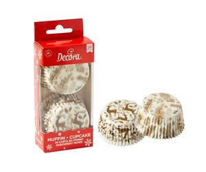 Decora, 0339906, Confezione da 36 Pirottini Tematici, Gold Style, Comodissimi Pirottini per Cuocere, Presentare e Regalare Muffin, Resistono fino a 220°, In comodo Blister, Dimensione ø 50 x 32 cm