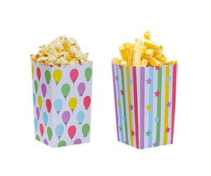 Decora, 0350153 Confezione da 6 Party Box Palloncini e Stelle, dimensione 7 x 7 x h 14 cm, perfetti per party ed eventi, per presentare e servire snack vari, sia dolci che salati