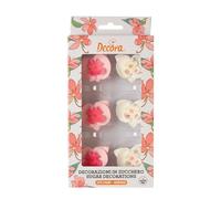 6 Decorazioni fiori per torte Orchidee Bianche e Rosa in zucchero Decora