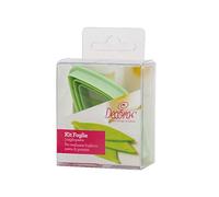 Decora 0803027 Kit 3 Tagliapasta Foglia Lunga, In Plastica, Il Kit Ideale per Creare Decorazioni in Pasta di Zucchero o di Gomma, Made in Italy, Design originale. Confezione da 3 pezzi.