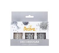 Decora, 2082103, Decormix Set, Confezione con 3 Sprinkles, In Zucchero, Colore Argento