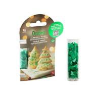 Decora, 2090206, Confezione da 1 g di alberelli edibili, Colore verde metallizzato, Ideali per decorare facilmente dolcetti natalizi