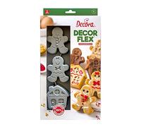 Stampo antiaderente in silicone per 6 casette e omini Gingerbread Decora