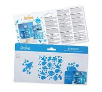 Decora 9270922 Stencil decorativo Spazio 10 X 25 Cm, in plastica per alimenti; perfetto per realizzare splendidi disegni su torte, dolcetti e biscotti. Made in Italy.