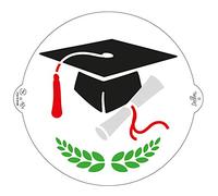 Decora 9270933 Stencil decorativo Cappello Laurea Ø 25 Cm, in plastica per alimenti; perfetto per realizzare splendidi disegni su torte, dolcetti e biscotti. Made in Italy.