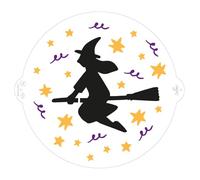 Decora, 9270938, Stencil Decorativo strega-Befana Ø 25 Cm, in plastica per alimenti; perfetto per realizzare splendidi disegni su torte, dolcetti e biscotti. Made in Italy.