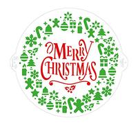 Decora Stencil per torte Ghirlanda Merry Christmas Ø25 cm plastica per alimenti Made in Italy