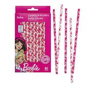 80 Cannucce biodegradabili in carta Barbie 21 cm Ø6 mm