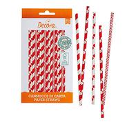 Decora-Red & White Confezione da 80 Cannucce Red&White Ø 6 X 210 mm, in carta biodegradabile, con inchiostro ad acqua, per dare colore ai tuoi party, KB2B1