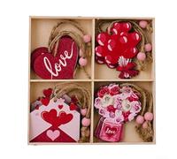 Decora il tuo albero con 12 ornamenti in legno a forma di cuore per San Valentino (A)