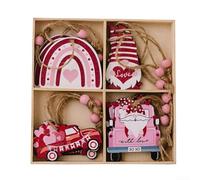 Decora il tuo albero con 12 ornamenti in legno a forma di cuore per San Valentino (B)