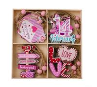 Decora il tuo albero con 12 ornamenti in legno a forma di cuore per San Valentino (C)