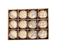 Decora il tuo albero con 12 palline di Natale in velluto floccato da 6 cm per feste (beige)