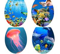 Decora il tuo bagno con 4 adesivi Marine Life, decalcomanie per WC in PVC, impermeabili e facili da applicare