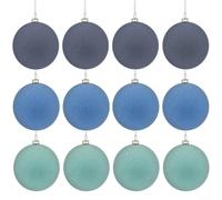 Decora il tuo spazio con 12 ornamenti natalizi in velluto floccato per alberi e varie occasioni (blu)