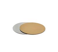 Sottotorta rotondo in cartone accoppiato oro argento Ø24 cm