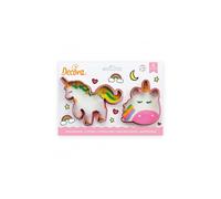 Decora 0255070 Set 2 Tagliapasta Magic Unicorns, In Plastica, Il Kit Ideale per Creare Decorazioni in Pasta di Zucchero o di Gomma, Made in Italy, Design originale. Confezione da 2 pezzi.