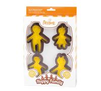 Decora Set 4 Cutters tagliapasta in plastica Happy Family con 4 imprimi decori