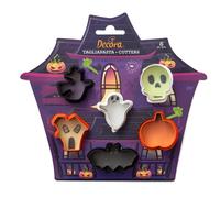 Set 6 Mini Cutters Tagliapasta in plastica personaggi Halloween