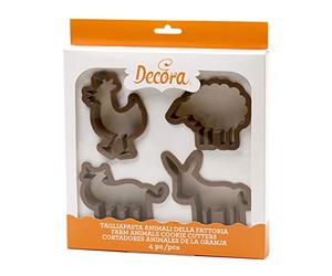 Decora Set Tagliapasta Animali della Fattoria, Plastica, Marrone, 4 Pezzi