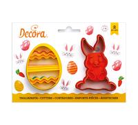Decora Stampo per Dolci Tagliapasta Coniglio e Uovo Decorato in Plastica 2 Pezzi