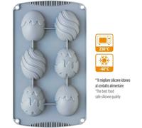 DECORA STAMPO UOVA DI PASQUA IN SILICONE 6 CAVITA' 5,5 x 7 x 2,5 h