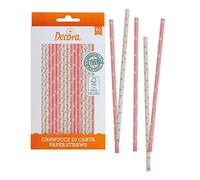 Decora-Stars & Pois Confezione da 80 Cannucce Stars&Pois Pink Ø 6 X 210 mm, in carta biodegradabile, con inchiostro ad acqua, per dare colore ai tuoi party, KB2B1