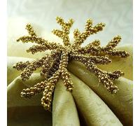 Decorable 4Pcs Gold Coral Napkin Rings - Elegant Dining Table Decor Napkin Holder Rings - Household Napkin Rings Set for Christmas Wedding Party Table Decor - Rustic Table Setting Decorations