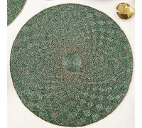 Decorable Set di 2 Tovagliette con Perline, Green Beaded Placemats, Elegant Beaded Placemats, Table Decor Placemats for Christmas, Wedding, New Year, for her