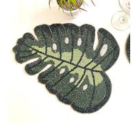 Decorable Set di 2 Tovagliette con Perline, Green Palm Leaves Beaded Placemats, Elegant Beaded Placemats, Table Decor Placemats for Easter, Christmas, Wedding, New Year, for her