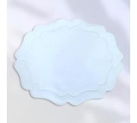 Decorable Set di 4 Tovagliette di Lino con Bordo Smerlato, White Embroidered Placemats, Wedding Placemat, 100% Linen for Feste