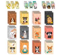 Decorably Confezione da 24 mini taccuini a tema cane per bambini, 12 adorabili disegni, 6,1 x 10,2 cm, piccoli quaderni per bambini, rilegati a molla, 20 fogli