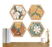 Decoración de la pared de madera - 4 piezas Boho Wooden Wall Art Set | Ornamento geométrico de casa de campo moderna para sala de estar, dormitorio, entrada, comedor, hogar, biblioteca, dormitorio, ac