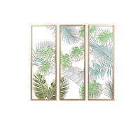 DECORACION PARED SET 3 METAL 122X3X122 HOJAS