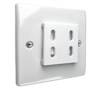 Decoralin Coperture di sicurezza per interruttori della luce, tappi in plastica bianca per piastre a doppio interruttore, protezione per bambini, anziani e demenza, protezione adesiva, confezione da 2