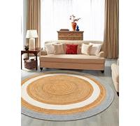 DECORAM WORLD Tappeto da cucina moderno, 1,5 x 1,5 m, grigio e bianco con beige