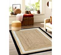 DECORAM WORLD Tappeto fatto a mano in iuta naturale, 2,4 m, quadrato, in fibra naturale, design solido, elegante tappeto per casa e ingresso