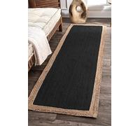DECORAM WORLD Tappeto in iuta nera, tessuto a mano, reversibile, stile bohémien, resistente e adatto agli animali domestici, per soggiorno, sala da pranzo e camera da letto, 7 x 1,8 m