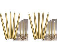 Decoraparty 10 Candele Dorate h 29 cm, Lunghe Affusolate Oro Metallizzato Eleganti Decorazioni in Cera da Tavola per Celebrazioni, Capodanno, Anniversario, Natale, per Candelabro (Confezione da 2)