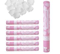 Decoraparty 6 Sparacoriandoli a Petali di Rosa, Tubo Cannone Lancia Coriandoli Rose Petals Bianco da 40 cm per Festa Matrimonio, Compleanno, Nozze, Sposi, Party Elegante Tema (Set 6 pz)