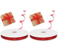 Decoraparty Nastrino in Organza Rosso da 10 mm, Nastro Elegante per Regali, Natale, Laurea, San Valentino, Celebrazione, Bomboniera, Bobina Rotolo da 50 metri (Confezione da 2)