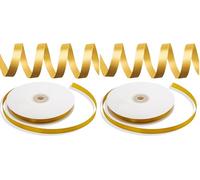 Decoraparty Nastrino Oro in Doppio Raso 10 mm, Rotolo Nastro Elegante Dorato Satinato per Bomboniera, Matrimonio, Anniversario, Confezioni, Natale, Regalo - Lunghezza 50 mt (Confezione da 2)