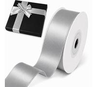 Decoraparty Nastro Argento 25 mm in Raso da 25 Metri, Nastrino Satinato Spessore 2,5 cm per Natale Matrimonio, Battesimo, Capodanno, Pacchetti Regalo, Fai da Te, Decorazioni